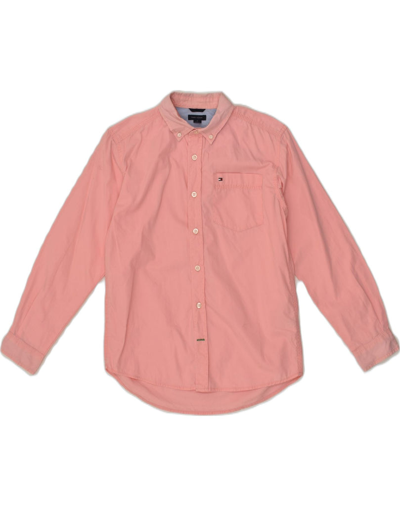 TOMMY HILFIGER Boys Shirt 12-13 Years Medium  Pink Cotton | Vintage Tommy Hilfiger | Thrift | Second-Hand Tommy Hilfiger | Used Clothing | Messina Hembry 