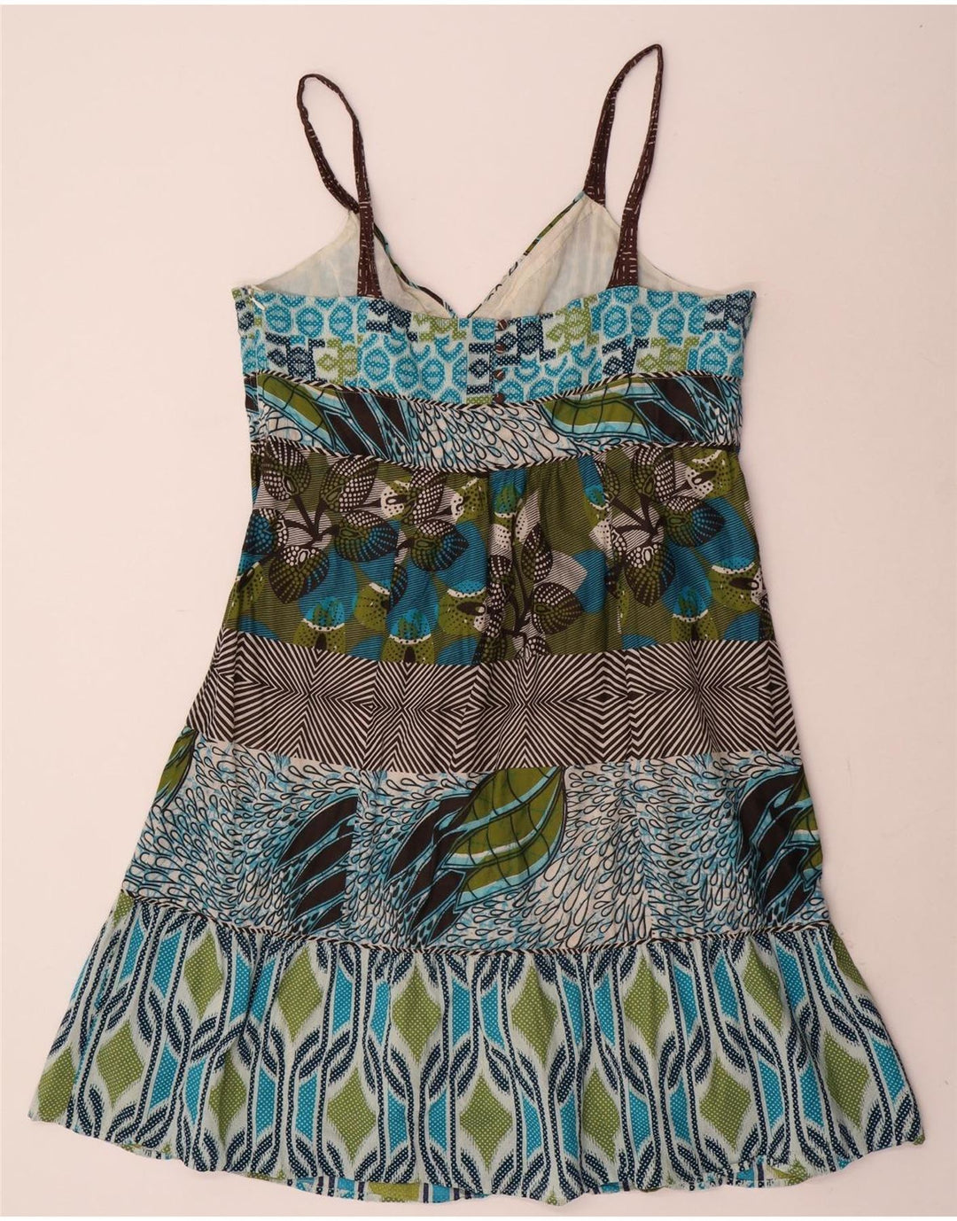 MONSOON Womens Sundress UK 16 Large Multicoloured Patchwork Cotton