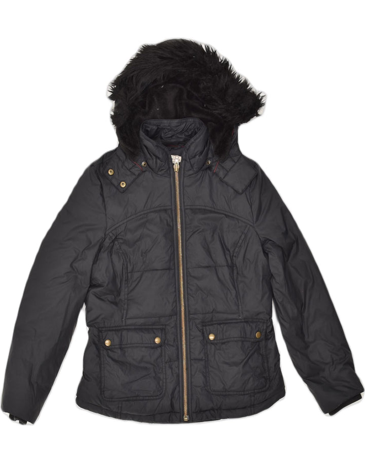 JACK WILLS Womens Hooded Padded Jacket UK 12 Medium Black Nylon | Vintage Jack Wills | Thrift | Second-Hand Jack Wills | Used Clothing | Messina Hembry 