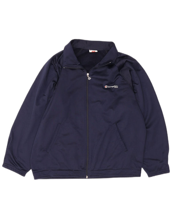 Champion Mens Tracksuit Top Jacket Large Navy Blue Polyester
