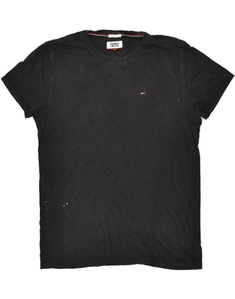 TOMMY HILFIGER Mens Regular Fit T-Shirt Top Medium Black Cotton | Vintage Tommy Hilfiger | Thrift | Second-Hand Tommy Hilfiger | Used Clothing | Messina Hembry 