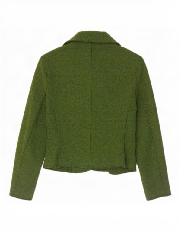 Marks & Spencer Womens 2 Button Blazer Jacket UK 10 Small Green Wool