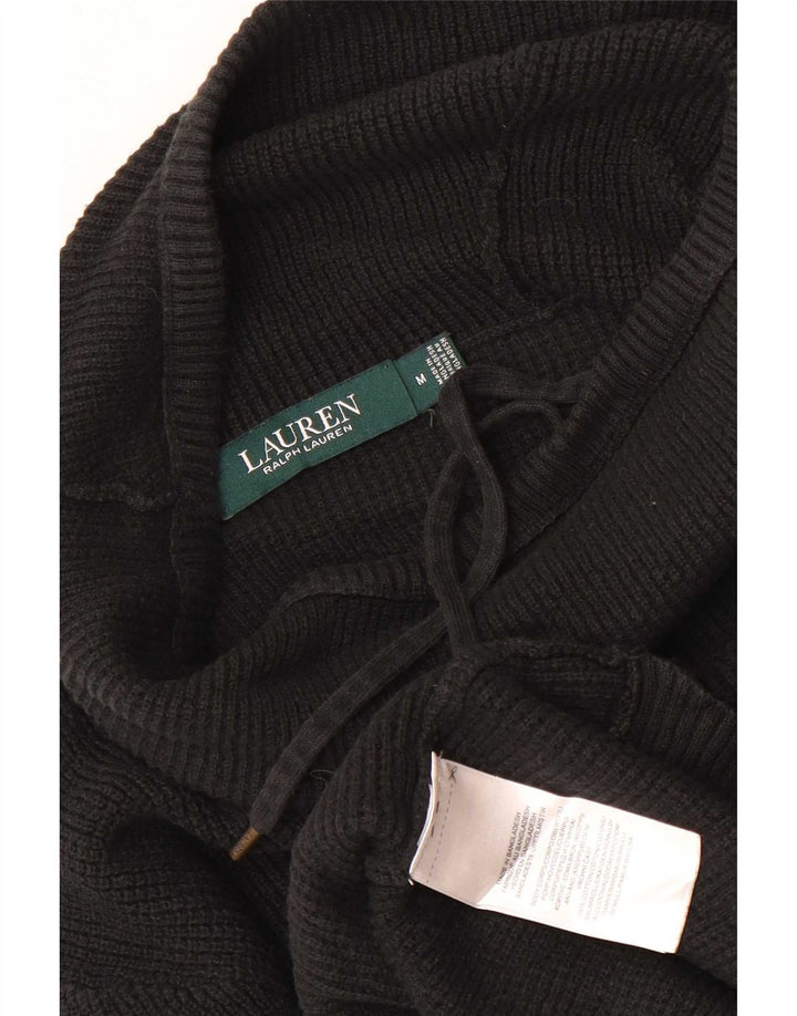 Ralph Lauren Womens Roll Neck Jumper Sweater UK 14 Medium Black Cotton