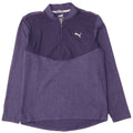 Puma Mens Zip Neck Top Long Sleeve Small Blue Colourblock Polyester