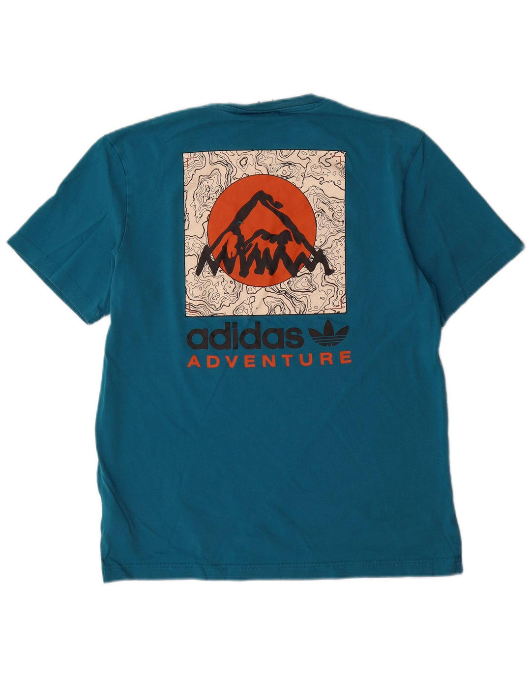 ADIDAS Mens Graphic T-Shirt Top Small Blue Cotton
