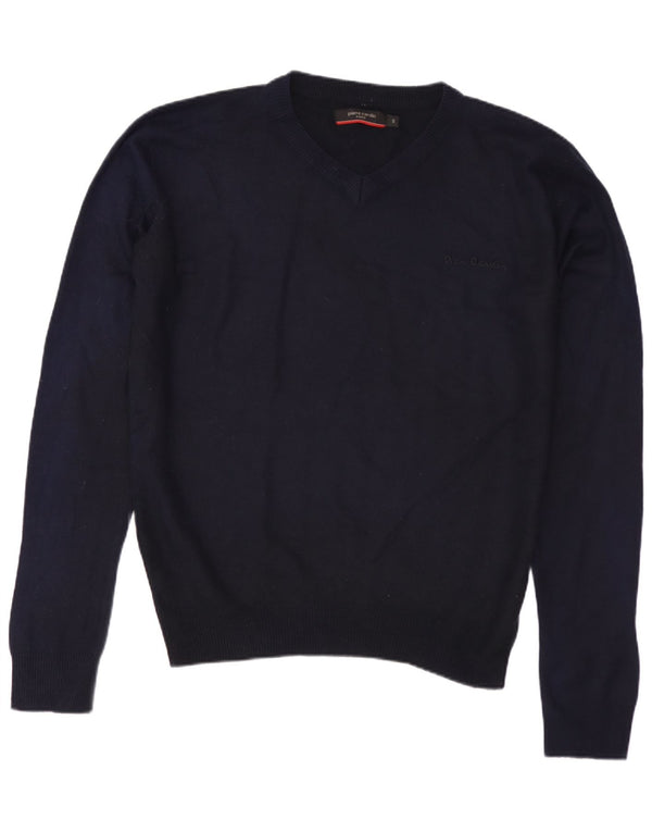 PIERRE CARDIN Mens V-Neck Jumper Sweater Small Navy Blue