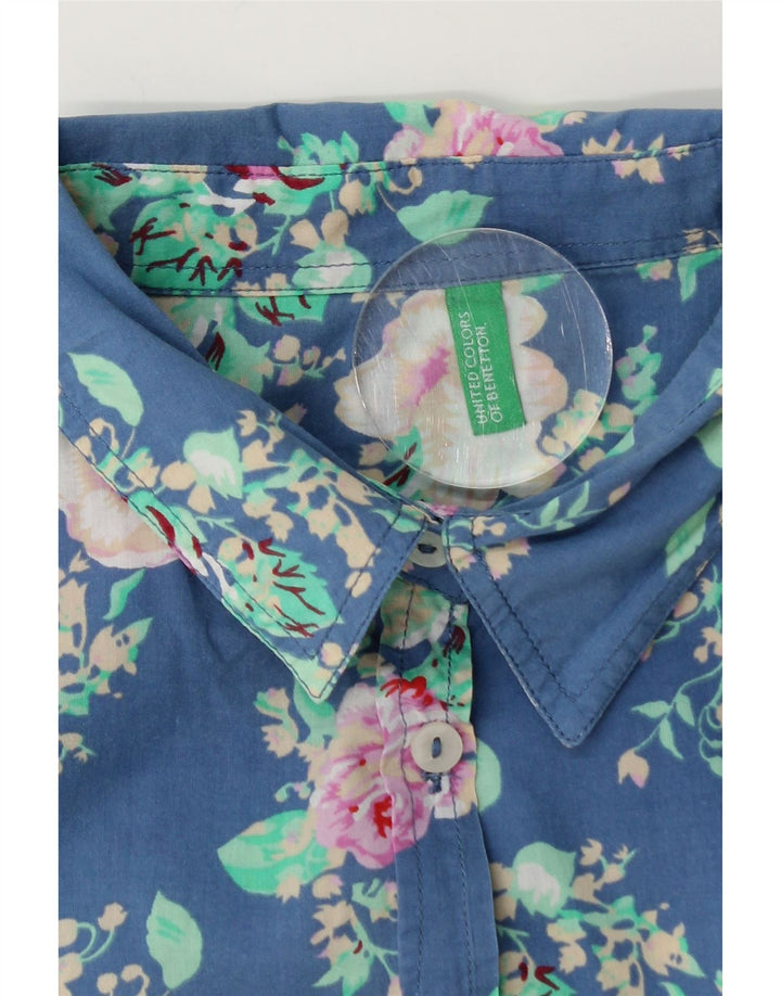 BENETTON Womens Shirt UK 14 Medium Blue Floral