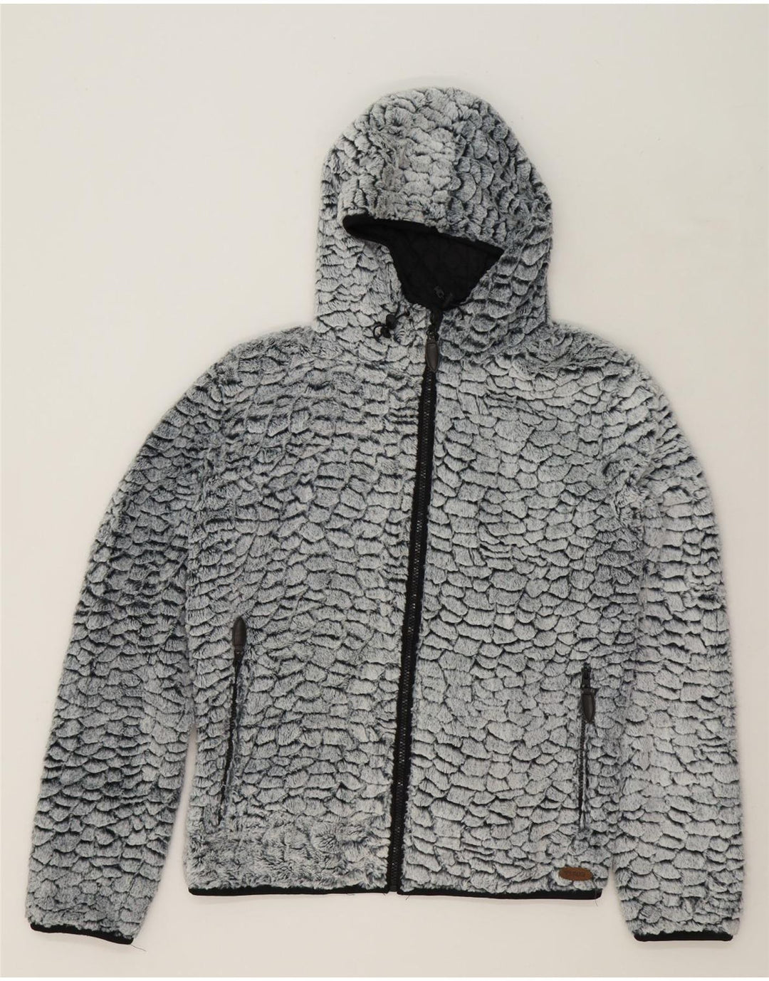 BRUGI Womens Hooded Fleece Jacket UK 18 XL Grey Polyester Vintage Brugi and Second-Hand Brugi from Messina Hembry 