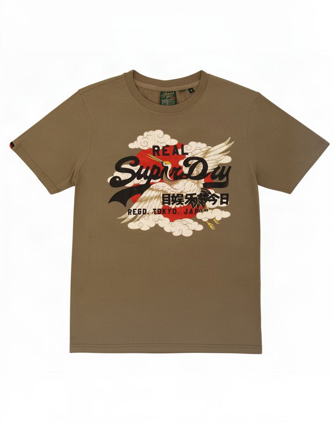 Superdry Mens Graphic T-Shirt Top Medium Khaki Cotton