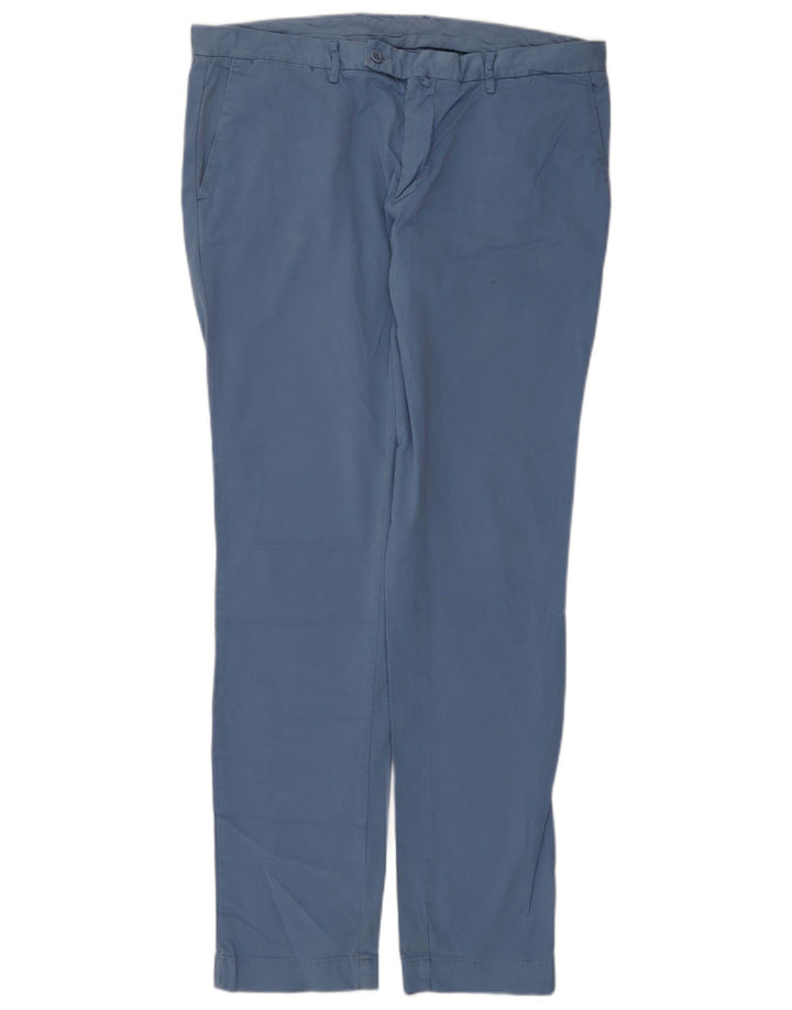 Hackett Mens Slim Chino Trousers W36 L33 Blue Cotton