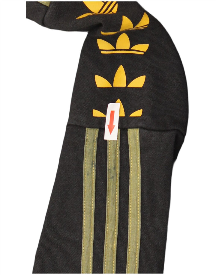 ADIDAS Mens Graphic Hoodie Jumper Medium Black Cotton