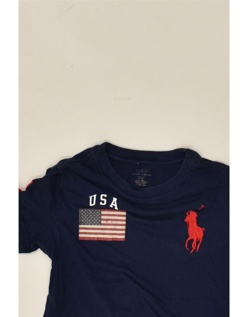 POLO RALPH LAUREN Boys Graphic T-Shirt Top 3-4 Years Navy Blue Cotton | Vintage Polo Ralph Lauren | Thrift | Second-Hand Polo Ralph Lauren | Used Clothing | Messina Hembry 