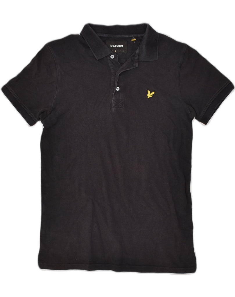 LYLE & SCOTT Mens Polo Shirt Medium Black Cotton | Vintage Lyle & Scott | Thrift | Second-Hand Lyle & Scott | Used Clothing | Messina Hembry 