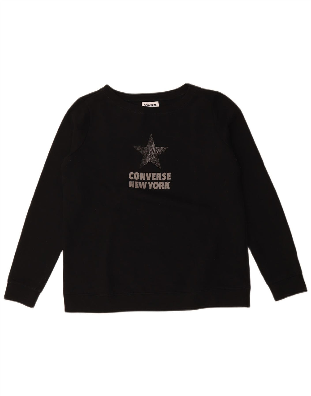 Converse Womens Graphic Sweatshirt Jumper UK 14 Medium Black Cotton