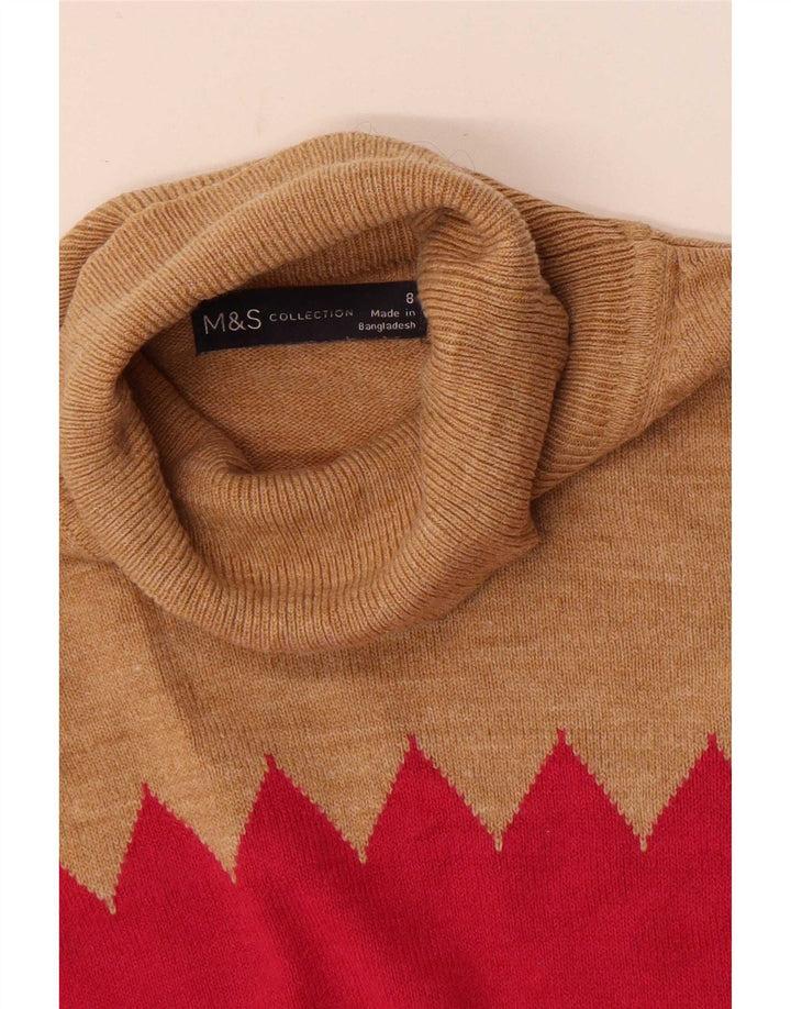 Marks & Spencer Womens Roll Neck Jumper Sweater UK 8 Small Multicoloured