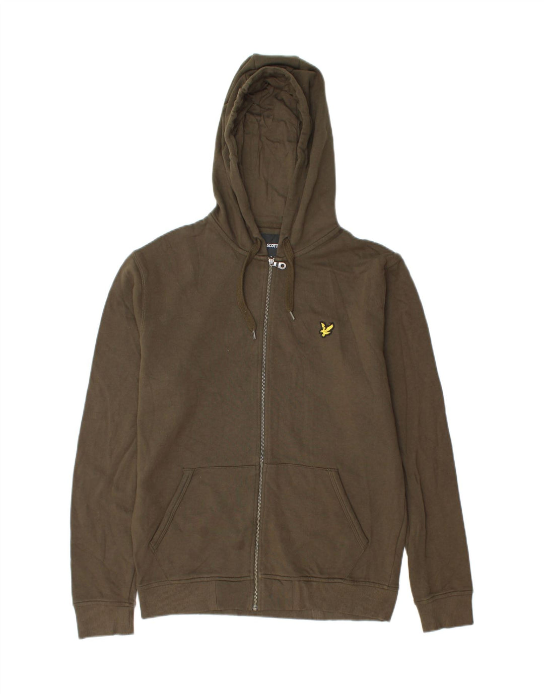 Lyle & Scott Mens Zip Hoodie Sweater Medium Khaki Cotton