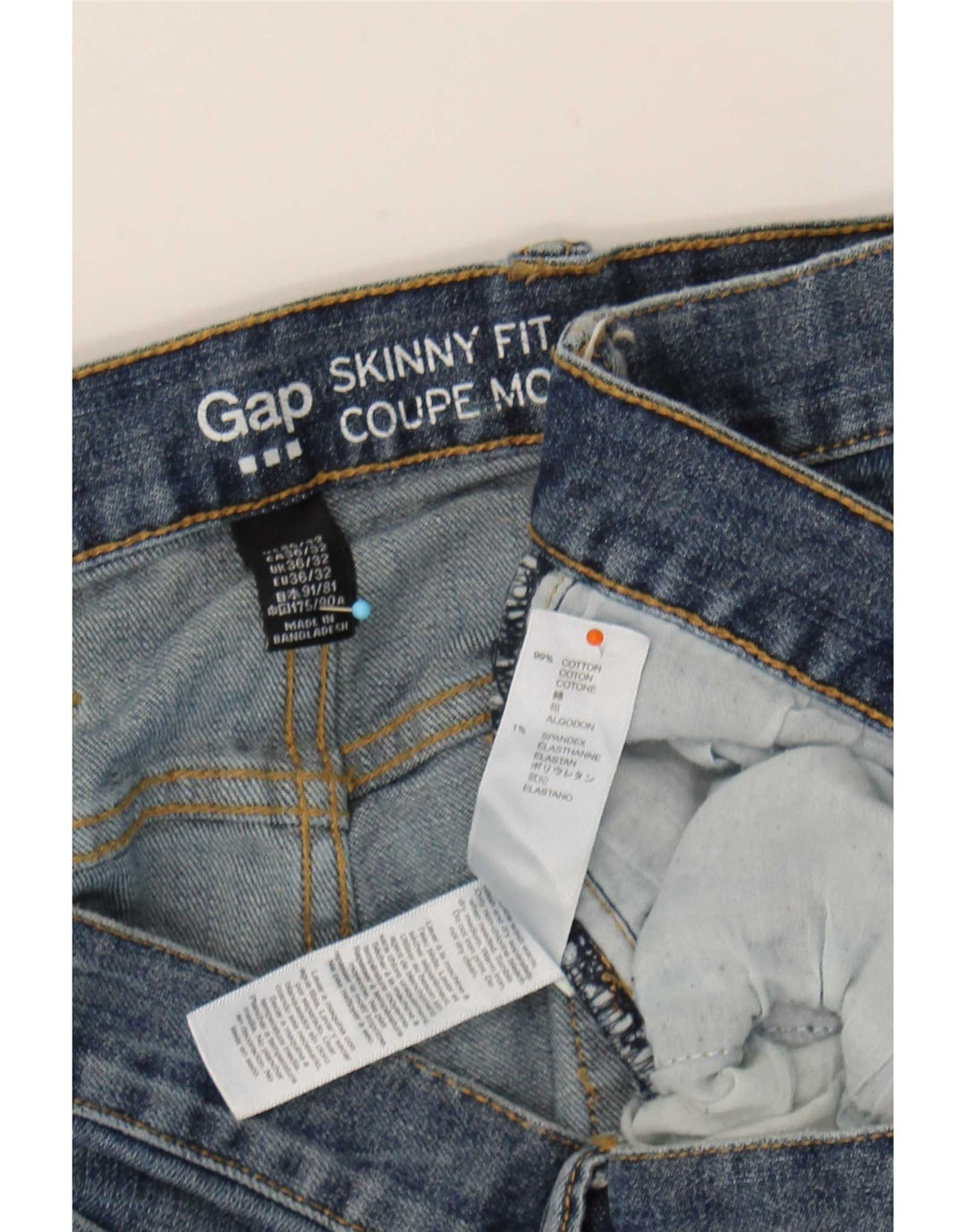 Gap Mens Skinny Jeans W36 L32 Blue Cotton