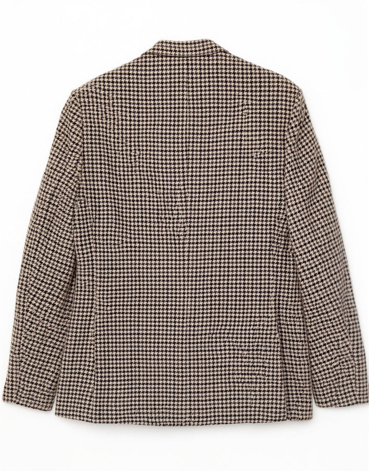 Vintage Mens 2 Button Blazer Jacket UK 36 Small Grey Houndstooth Wool