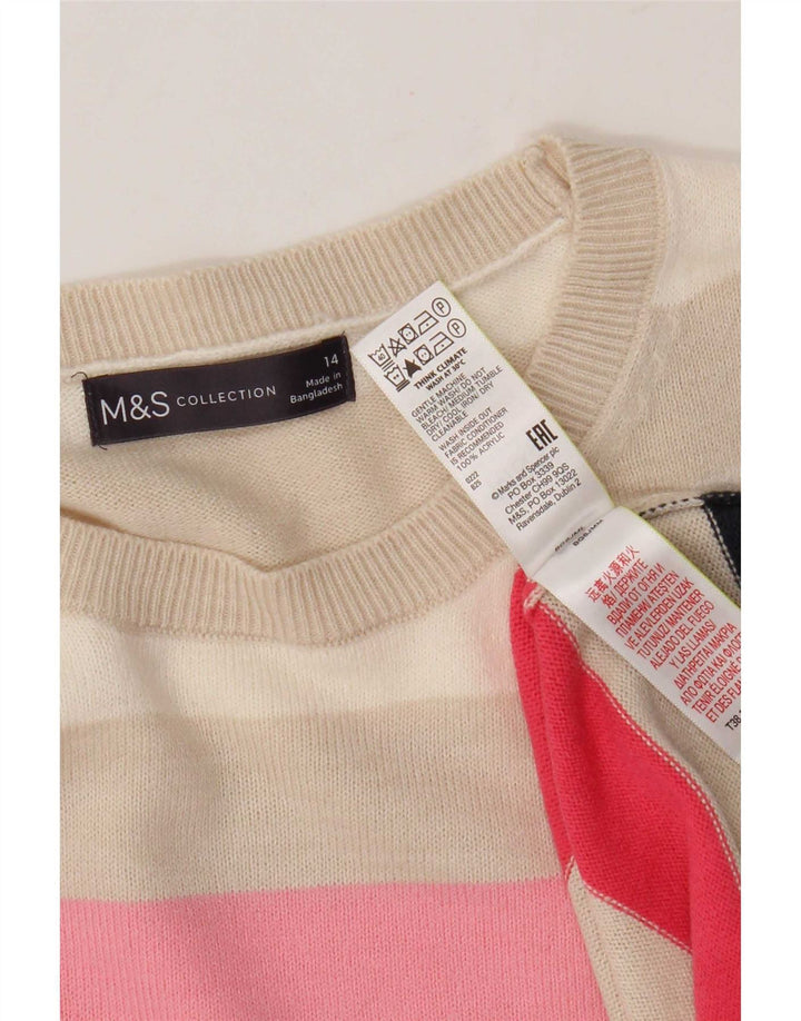 Marks & Spencer Womens Boat Neck Jumper Sweater UK 14 Large Multicoloured