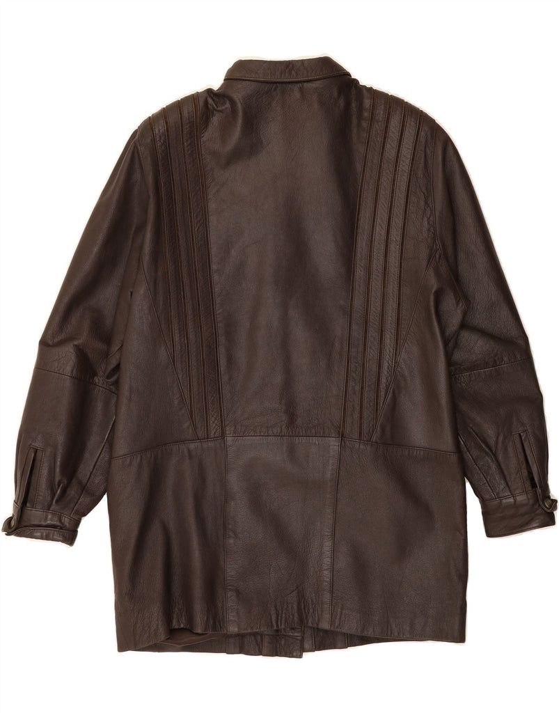 CLASSIC Womens Loose Fit Leather Coat UK 14 Medium Brown Leather Vintage CLASSIC and Second-Hand CLASSIC from Messina Hembry 