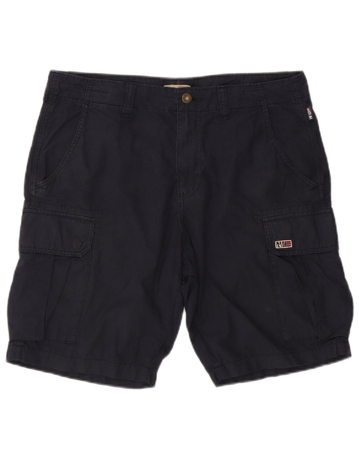 Napapijri Mens Cargo Shorts W33 Medium Navy Blue Cotton