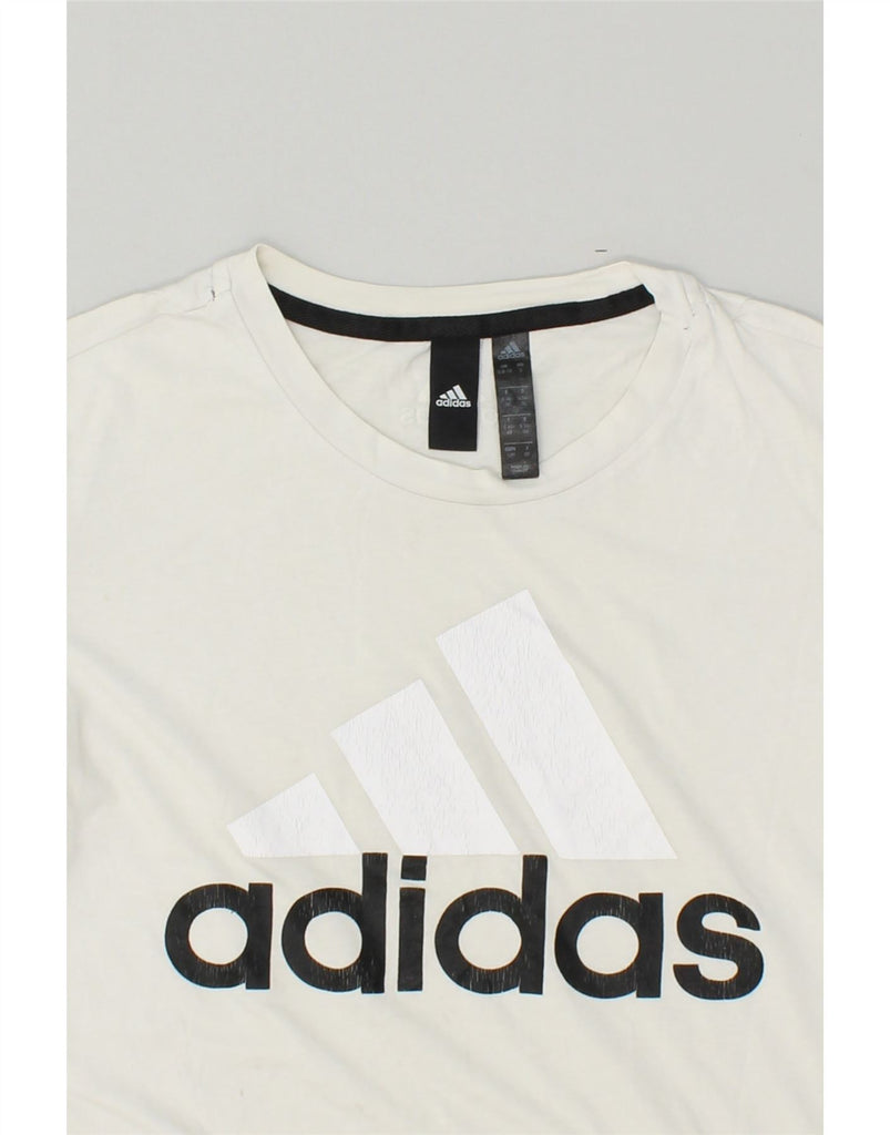 ADIDAS Womens Graphic T-Shirt Top UK 8/10 Small White Cotton | Vintage Adidas | Thrift | Second-Hand Adidas | Used Clothing | Messina Hembry 