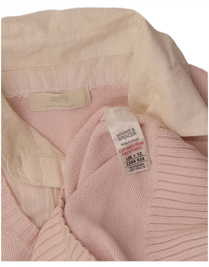 Marks & Spencer Womens Polo Neck Jumper Sweater UK 12 Medium Pink