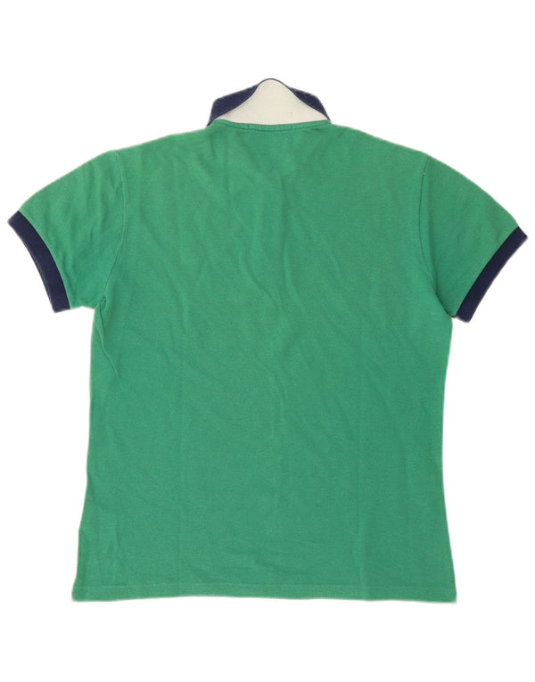 Fred Perry Mens Polo Shirt Small Green Colourblock Cotton