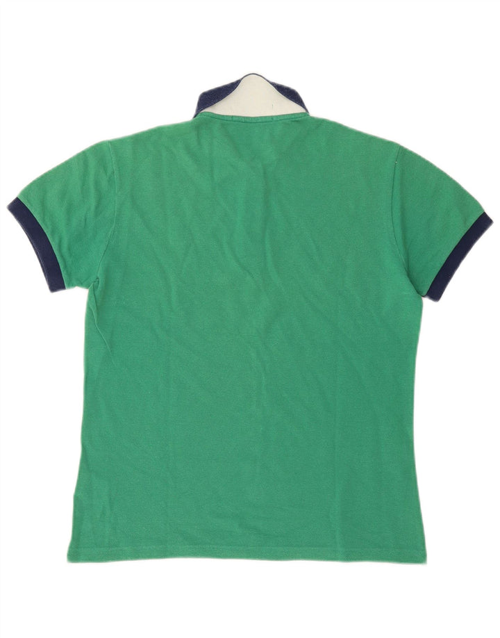 Fred Perry Mens Polo Shirt Small Green Colourblock Cotton