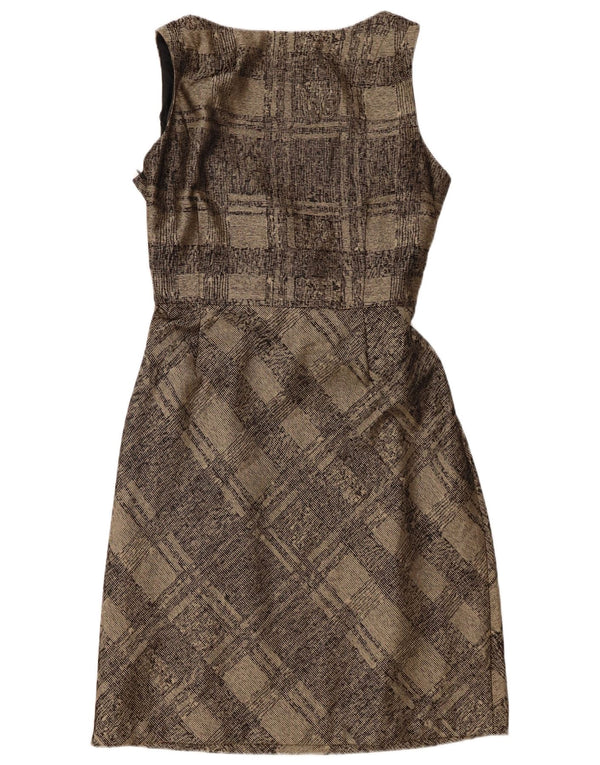 Monsoon Womens Sleeveless Shift Dress UK 16 Large Brown Plaid Classic