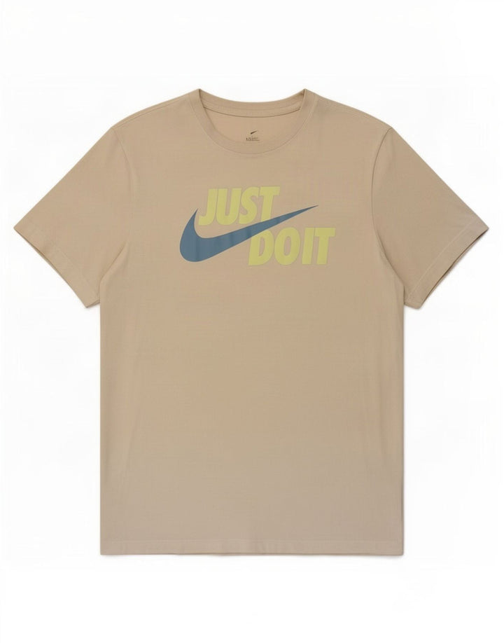Nike Mens Graphic T-Shirt Top Medium Beige Cotton
