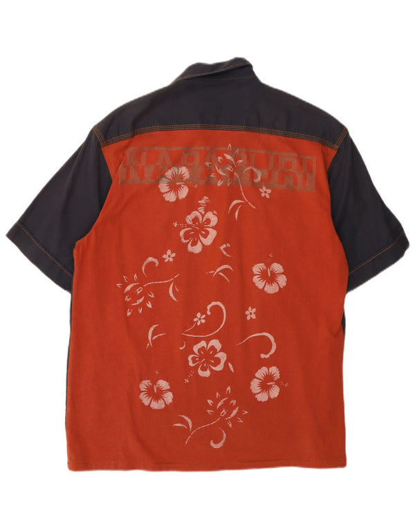 NAPAPIJRI Mens Graphic Short Sleeve Shirt Medium Navy Blue Floral