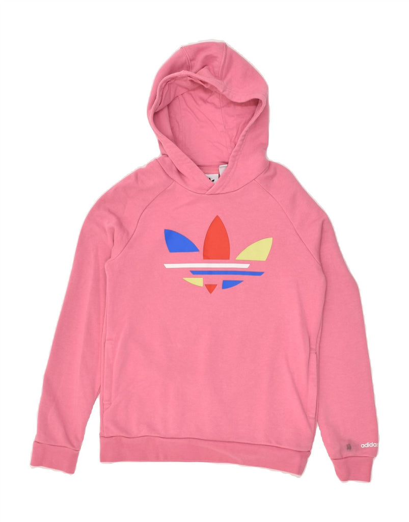 ADIDAS Girls Graphic Hoodie Jumper 10-11 Years Pink Cotton | Vintage Adidas | Thrift | Second-Hand Adidas | Used Clothing | Messina Hembry 