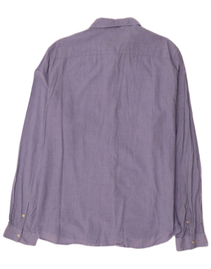 Marlboro Classics Mens Custom Fit Shirt XL Blue Pinstripe