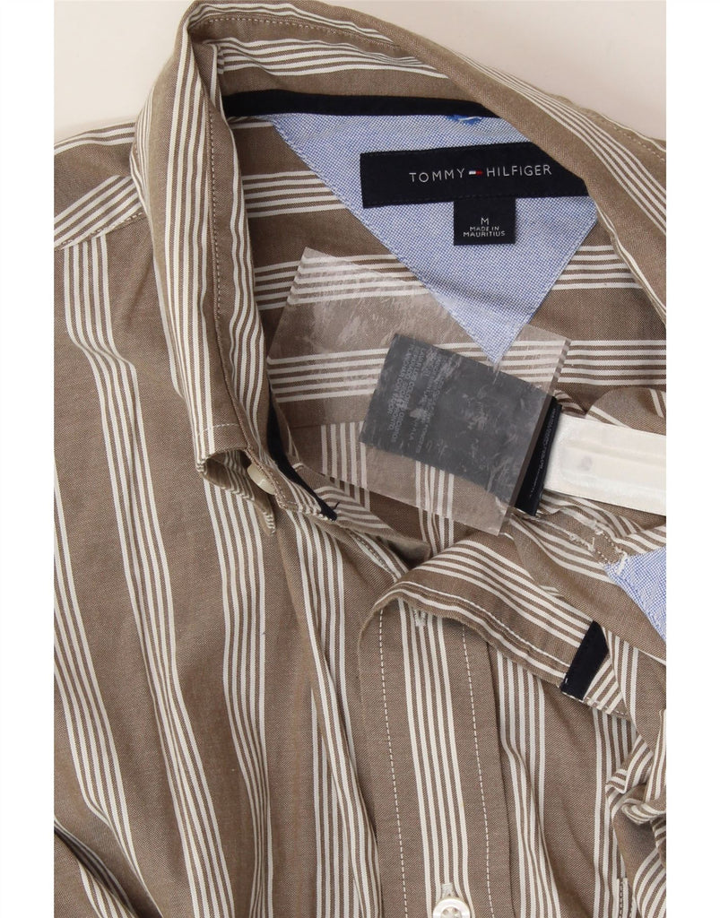 TOMMY HILFIGER Mens Shirt Medium Grey Striped Cotton Vintage Tommy Hilfiger and Second-Hand Tommy Hilfiger from Messina Hembry 