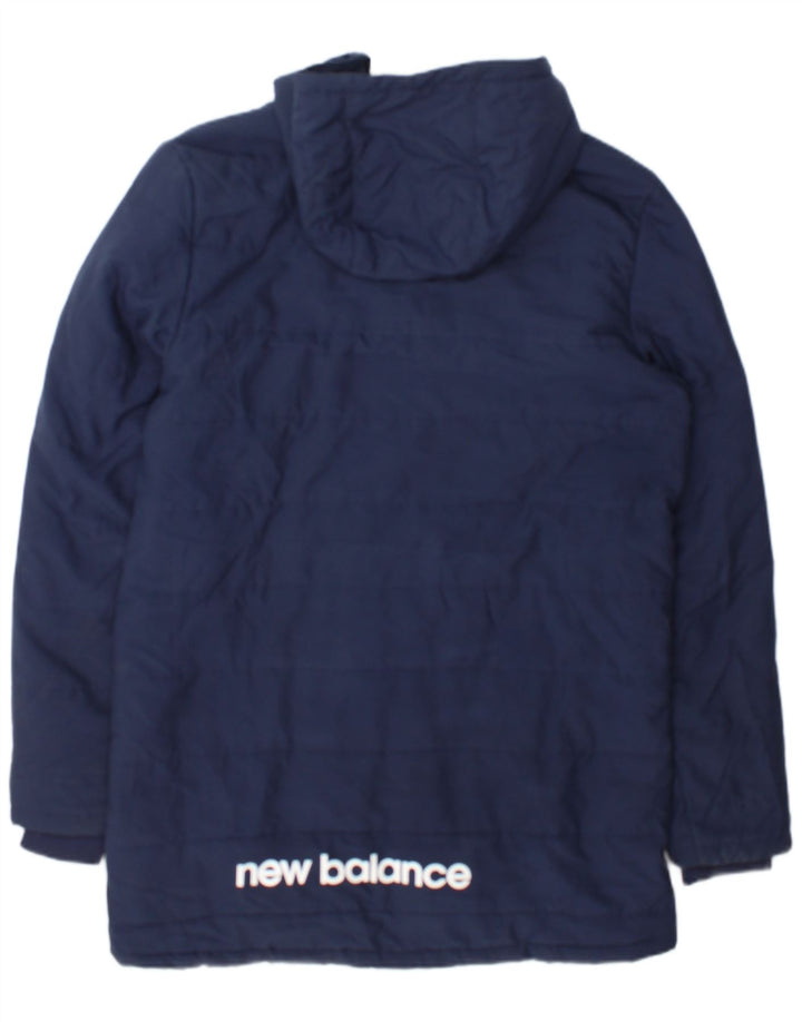 New Balance Mens Graphic Hooded Padded Jacket UK 38 Medium Navy Blue