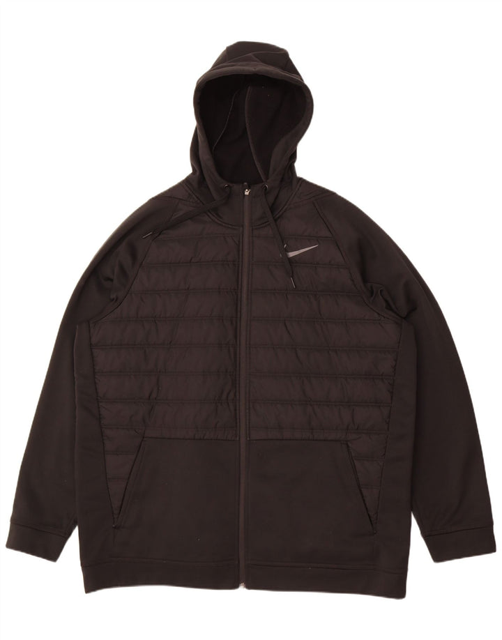 Nike Mens Hooded Padded Jacket UK 42 XL Black Nylon