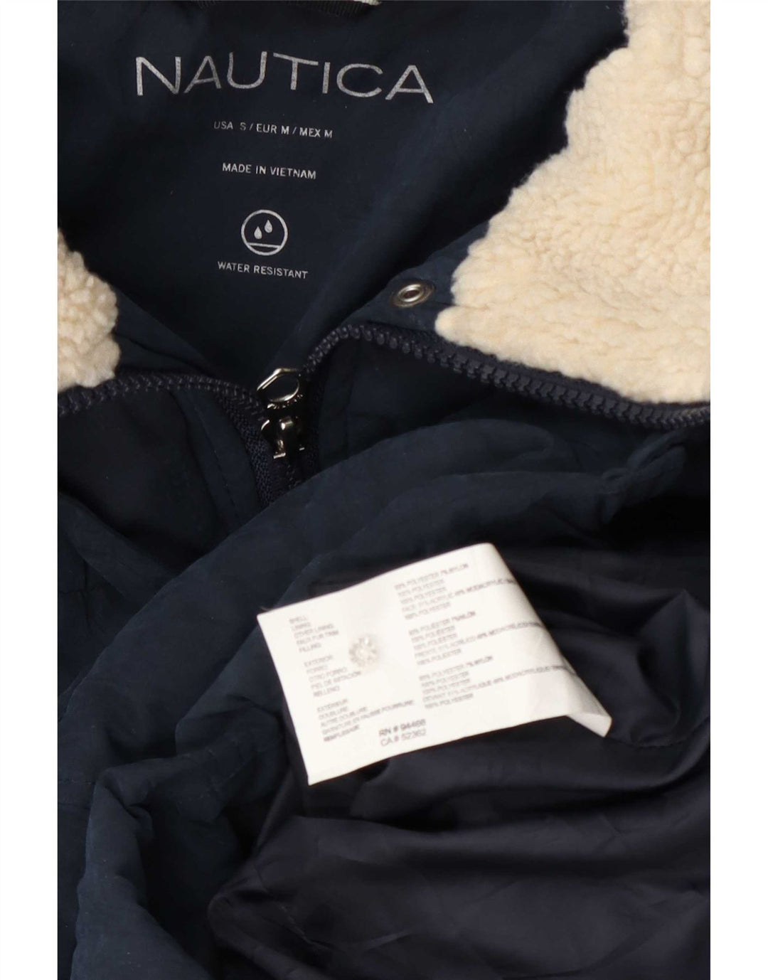 Nautica Womens Hooded Padded Jacket UK 14 Medium Navy Blue Polyester