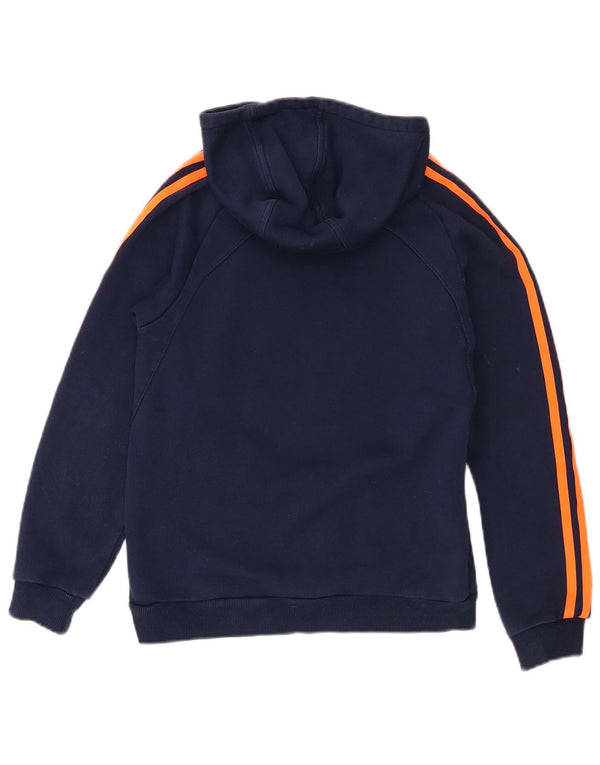 Adidas Boys Graphic Hoodie Jumper 11-12 Years Large Navy Blue Striped