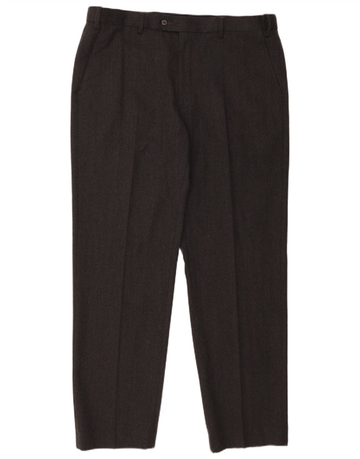 Marks & Spencer Mens Straight Suit Trousers W38 L31 Grey Cotton