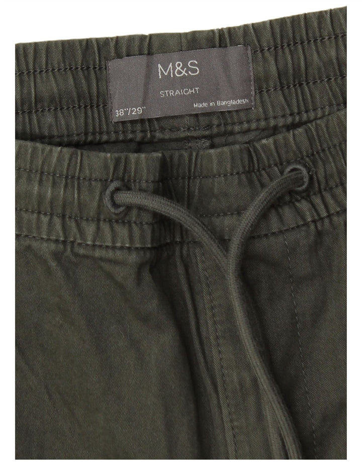 Marks & Spencer Mens Straight Chino Trousers W38 L29 Green