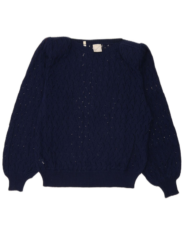 Luciana Womens Boat Neck Jumper Sweater IT 50 XL Navy Blue Cotton