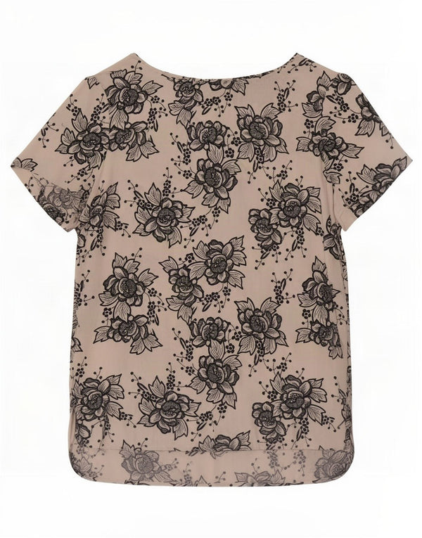 Marks & Spencer Womens Blouse Top UK 14 Large Off White Floral Viscose
