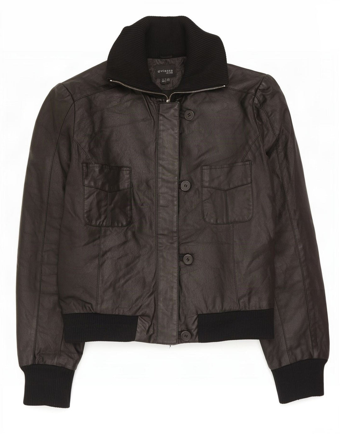 Oviesse Womens Leather Jacket IT 46 Large Black