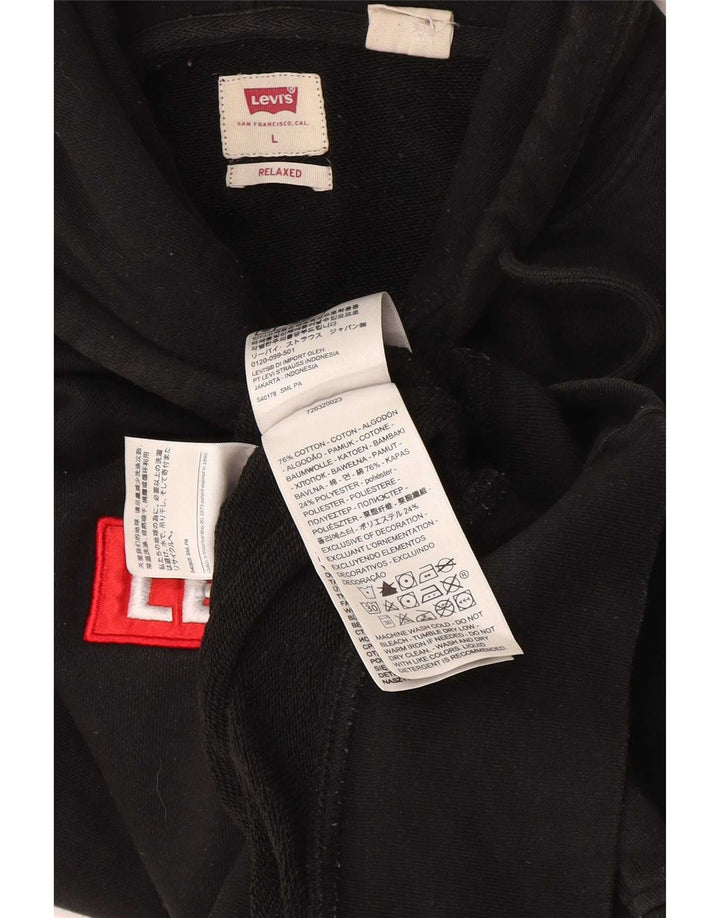 Levi's Mens Relaxed Graphic Hoodie Jumper Large Black Cotton
