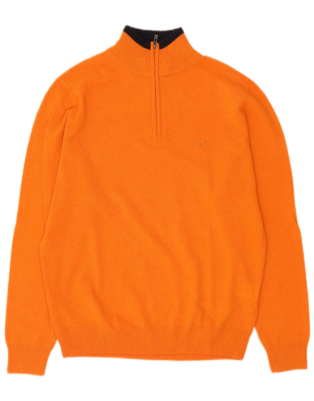 Sergio Tacchini Mens Zip Neck Jumper Sweater Large Orange Wool