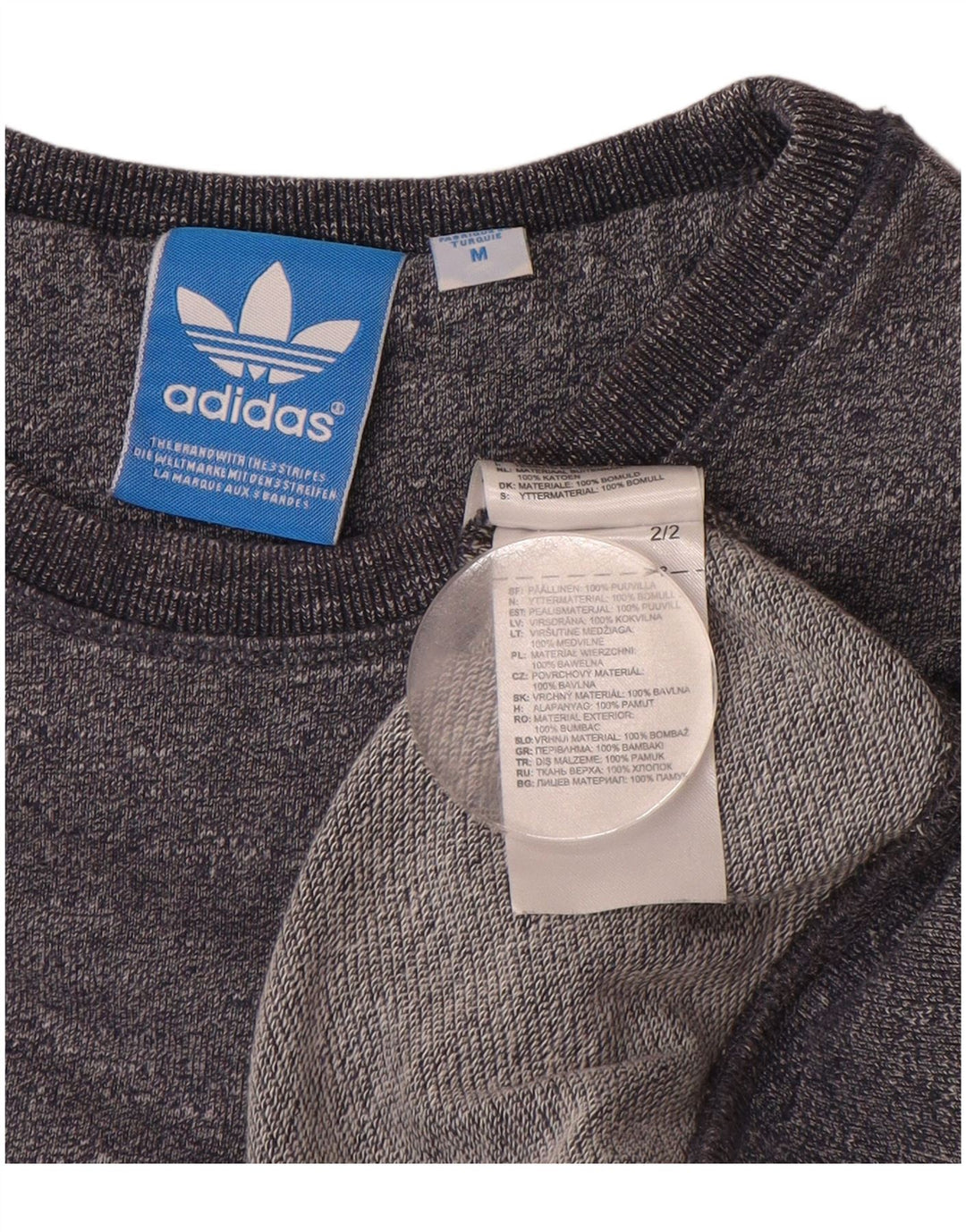 ADIDAS Mens Sweatshirt Jumper Medium Navy Blue Flecked Cotton
