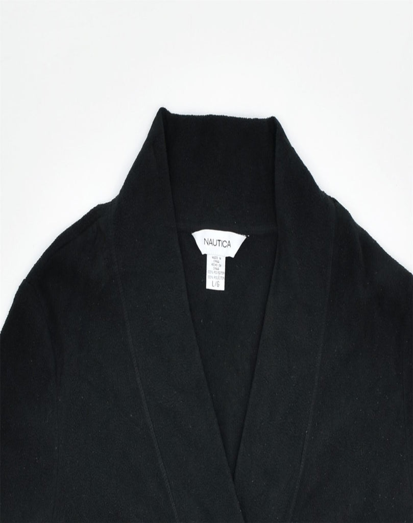 NAUTICA Womens Fleece V-Neck Jumper Sweater UK 16 Large Black Polyester | Vintage | Thrift | Second-Hand | Used Clothing | Messina Hembry 
