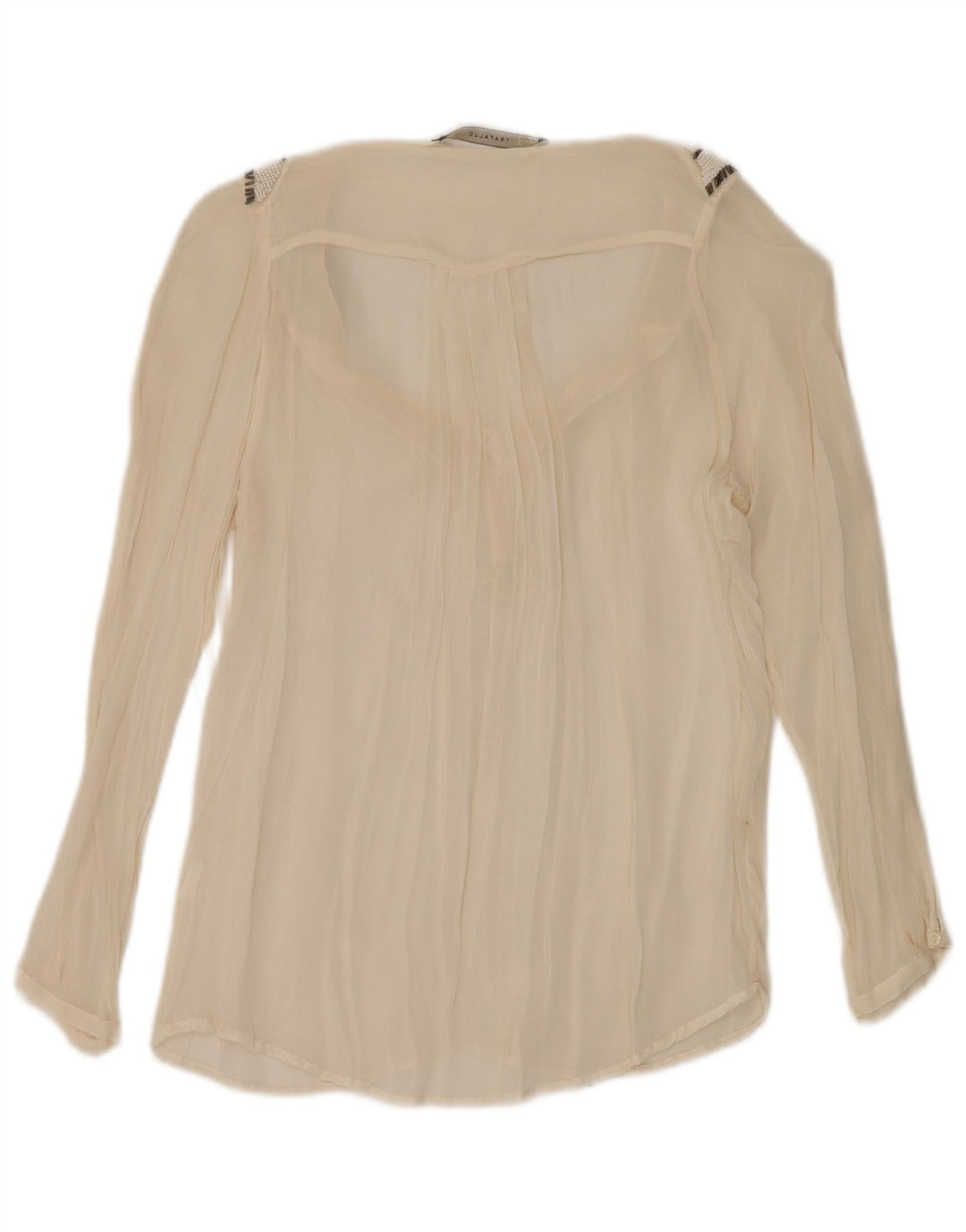 Zara Womens Oversized See Through Long Sleeve Blouse Top UK 10 Small Beige