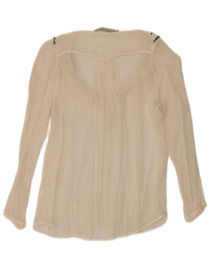 Zara Womens Oversized See Through Long Sleeve Blouse Top UK 10 Small Beige